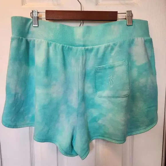 Victoria Secret ON POINT Aqua Tie-Dye Shorts- Size XL NWT - Picture 4 of 8